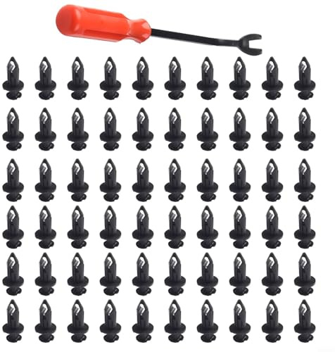 100 clip parafango in nylon con strumento di rimozione, foro da 8 mm, rivetti in plastica nera per Honda per TRX per POLARIS per RZR ATV moto carrozzeria riparazione