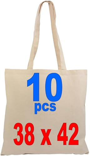 FÖRPACKNING 10 stycken VÄSKOR SHOPPER BOMULL NATURLIG - CM 38x42