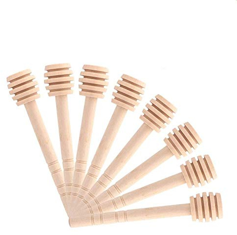 Fdit 50Pcs Cuillères à Miel, Bâton en Bois Naturel Mélangeur Ménage, Portable Confiture, Miel Distribution Pot Collection (8cm)