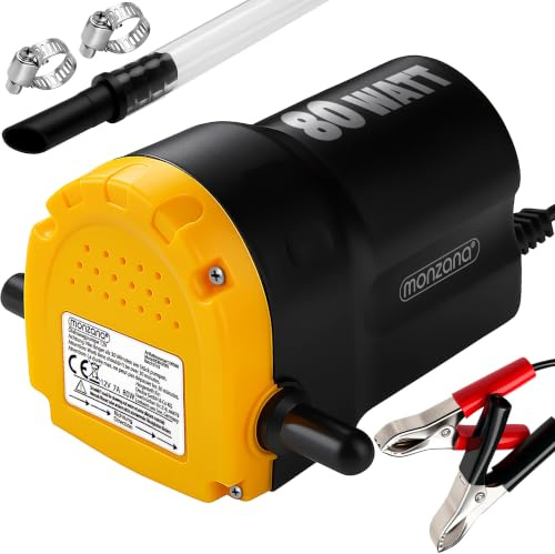 Monzana® Ölabsaugpumpe elektrisch 12V 80 Watt 5l/min Ölpumpe Absaugpumpe Pumpe Dieselpumpe Ölwechselpumpe Kraftstoffpumpe für Auto Motorrad KFZ