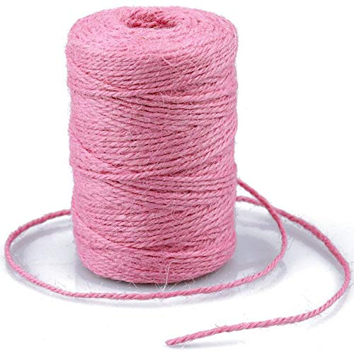 G2PLUS 100m Cuerda de Yute Natural Cuerda Manualidades Cuerda de cáñamo Natural Vintage 2mm Rosado para el hogar,jardinería,artesanía y decoración