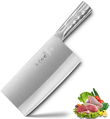 SHI BA ZI ZUO Coltello da cucina 8 pollici Versatile mannaia da macellaio Coltello tritatutto per affettare carne tritare ossa per la cucina domestica e il ristorante