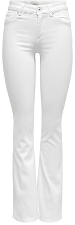 Only Jeans Donna Flared Fit ONLBLUSH Vita Media Jeans Svasati, Bianco, (XL) W x 32L