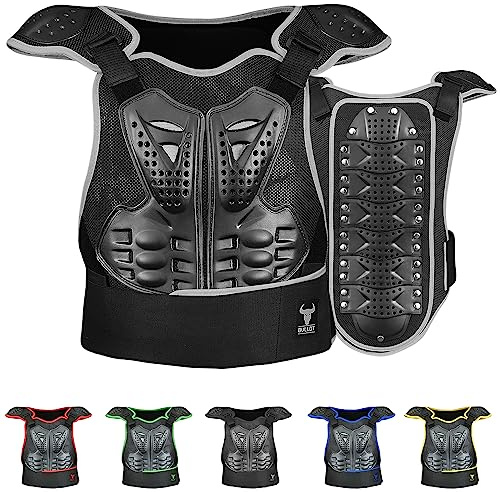 BULLDT Protektorenweste Damen & Herren für Motorrad Motocross ATV Skatebording Quad Scooter MTB Enduro Reiten Protektoren - Atmungaktiv Weste Verstellbar - Grau - 56