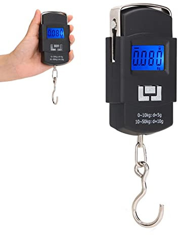 BestAlice Digitale Hängewaage, 50 Kg/100 Lb, Tragbare Fischwaage, LCD-Display, Mini-Kranwaage, Gepäckwaage, Digitales Display, Tragbares Wiegewerkzeug für Zuhause, Einkaufen, Angeln, Outdoor