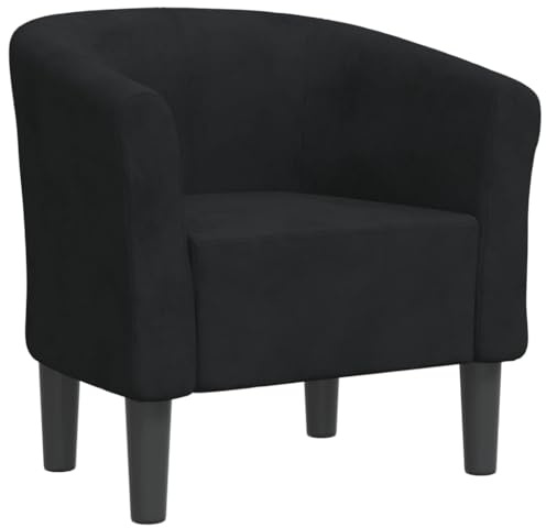 vidaXL Fauteuil Cabriolet, Chaise avec Accoudoirs, Canapé avec Dossier, Siège Rembourré, Meuble de Salon Chambre Bureau, Noir Velours