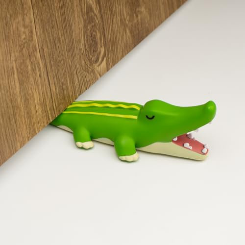 Dormercy Cute Door Stopper, Cartoon Crocodile Animal Door Stop, 1 Pack Decorative Door Wedge for Home and Office Floor(Patent Registering)