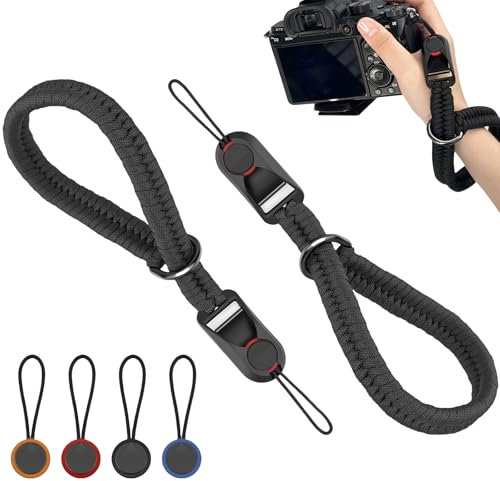 Lilbitty 2 pezzi cinghia da polso per fotocamera regolabile, tracolla per fotocamera ultra leggera con chiusura rapida, cinturino da polso in paracord, fotocamera per DSLR e fotocamere mirrorless