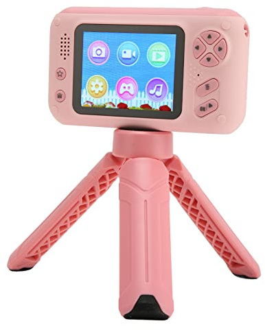 Cámara para niños, 2.4Inch IPS Color Display Multifunción Portátil Digital Video Cámara con Trípode, 180° Reversible Delantero y Trasero Foto Video MP3 Mini Cámara de Juguete