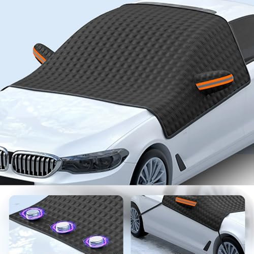 AASGFD Frontscheibenabdeckung Winter für VW Touran 5T ab Bj.2015,Scheibenabdeckung Auto Windschutzscheibe Abdeckung mit Seitenflügel Spiegel Eisschutzfolien Frost Guard,Black-1