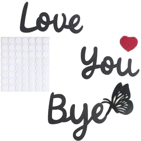 Love You Bye Above Door Sign, Wood Love You Bye Sign, Love You Bye Door Signs Home Decor Express Love for Your Family Lovers, Double Sided Sticky Dots Modern Simplicity Decoration Gifts (Black)