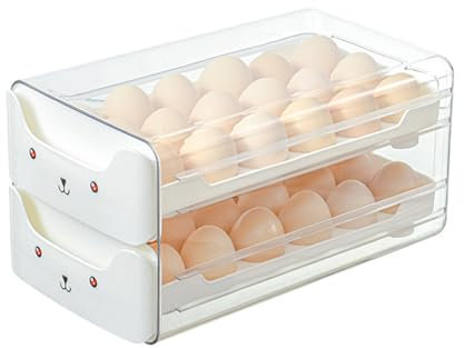 EALRIDV Boîte de Rangement des œufs, tiroir à Double Couche, récipients d'oeufs pour réfrigérateur, empilable, Conception en Plastique Transparent pour l'organisation du réfrigérateur