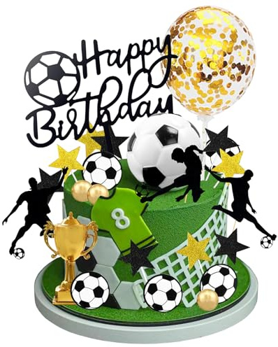 28 Stück Tortendeko Fussball CHUNLINLAODA- Tortenaufleger Fussball Deko Geburtstag Kinder Fußball Fussball Deko Torte Kuchendeko Fussball Geburtstag Fussball Torten Deko Figuren Cake Topper (Schwarz)
