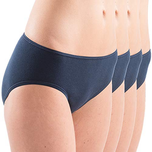 HERMKO 1031 dam midislip ekologisk bomull 4-pack (andra färger), marinblå, 40-42