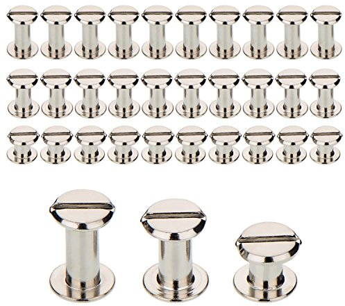 75 Sets silberne Chicago-Schrauben, sortiertes Set, 1/4 3/8 1/2 Zoll Schrauben, Pfosten, Metall Zubehör, Nagelniet, Chicago-Knopf für DIY Leder Dekoration, Buchbindung, runde Flachkopf-Schraube