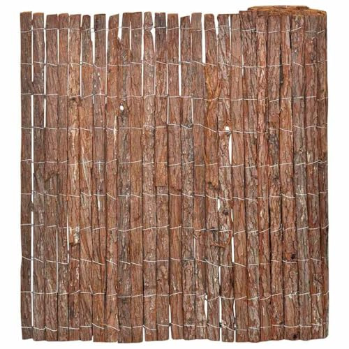 vidaXL Barkstaket Brun 100 x 600 cm Bark, Trädgårdstaket, rektangulärt, rustikt, hopfällbart, hållbart, beige stil, väderbeständig, miljövänlig lösning