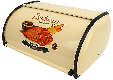 BORDSTRACT Scatola per il Portapane Vintage Color Champagne, Portapane in Metallo a Tamburo Piccolo per la Conservazione del Pane in Cucina