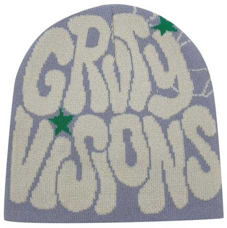 boseucn Y2k Beanie Mütze Herren Damen Teenager Y2k Cap Winter Knit Skater Beanie Mütze Hip Hop Strickmützen Baumwolle Brief Drucken Y2k Beanie Cap Hat Harajuku Fashion Unisex Wintermütze