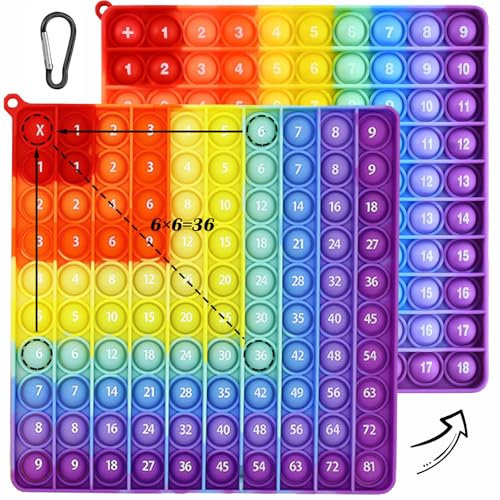 Fidget Popper, Stressabbau Sensory Toy, Push Pop Bubble Fidget Sensory Toy, Rainbow Multiplikationsbrett, Multiplikation für Kinder Lernspielzeug für Zusatz（20CM
