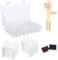 Stickgarn Spulen,Stickerei Zahnseide Organizer,Kreuzstich Garnkarte 100PC Hartplastik Zahnseide Karten mit Aufbewahrungsbox und Floss Winder für DIY Basteln Nähen Aufbewahrung Zubehör