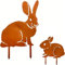 Décoration de Pâques pour l'extérieur, décoration de jardin, lapin de Pâques, décoration de jardin en métal rouillé, 1 grand lapin de Pâques, 1 petit lapin de Pâques, décoration de jardin, décoration
