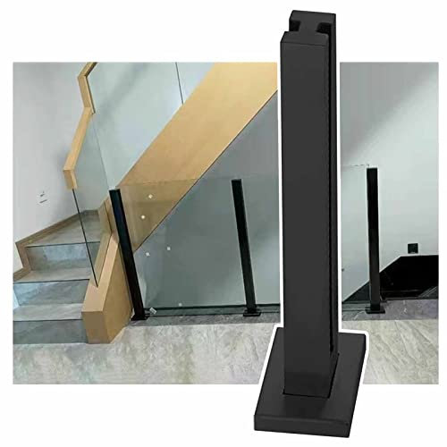 Kit de poteaux de balustrade en verre noir pour intérieur, couloir, balcon, clôture, système robuste avec pinces carrées en verre pour garde-corps (poteau moyen noir, 70 cm)