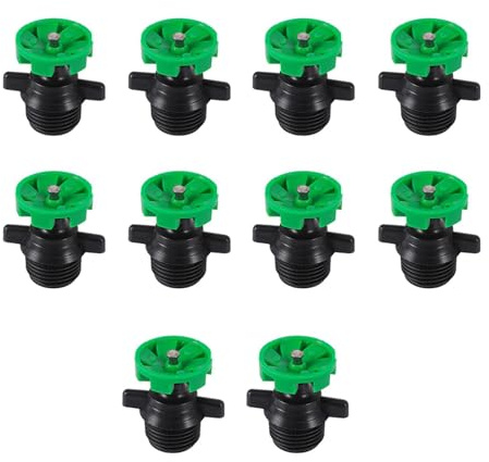 SEIWEI 10 cabezales de aspersor giratorios automáticos, microaspersor giratorio de 1/2 pulgada para agricultura, jardín, paisajismo (verde)