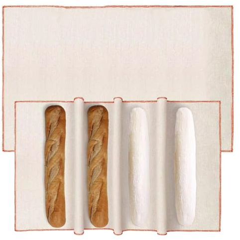2 Stück Bäckerleinen Teigtuch, 90x60cm Leinentuch Brot Backen, Strudeltuch | Größe Baumwolle Zum Brot Backen, Teigtuch Naturleinen, zur Teigzubereitung und Backen, Familien, Bäcker und Einsteiger