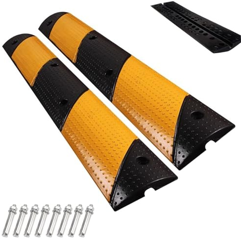 WXXSHGDW WXXZCE 2pcs 100cm Dossi Stradali in Gomma, Dosso Artificiale per Garage Canalina Passacavi, per Garage, Strade Sterrate, Asfalto, Cemento, Carico Massimo 30t