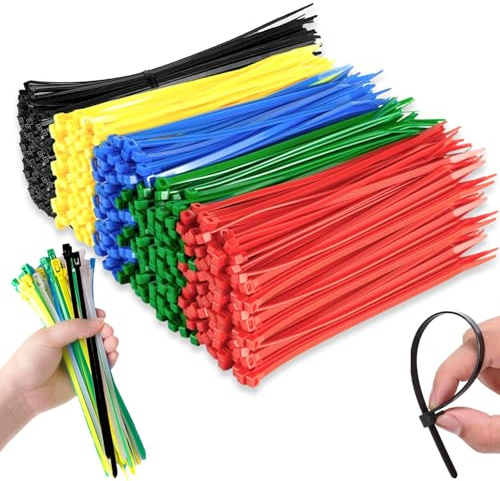 200 Pcs Cable Ties, Zip Ties, Tie Wraps Self-Locking Coloured Tie for Securing Office Garden Home Plant Vine Organize Data Cable Garage Kitchen Randomly Send Color（200mm）