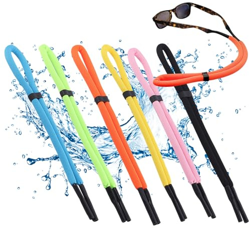 TYXHXTF 6 Pièces Sangle de Lunettes Flottant, Sangles de Lunettes Anti-Perte, Cordon Lunettes Réglable, pour Sports Nautiques Kayak Surf Bateau Hommes Femmes