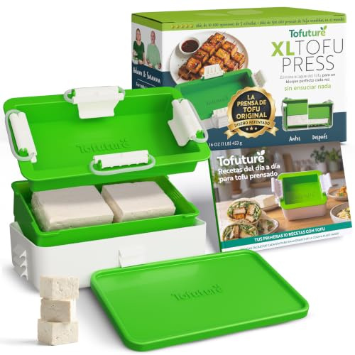 Tofuture Prensa para Tofu XL | Sistema Patentado Todo en Uno | Dos Bloques