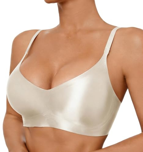 Sujetador sin costuras con tirantes finos ajustables, almohadillas extraíbles para un agarre fácil para cualquier persona, ideal como brasero de camiseta., Blanco, XXL