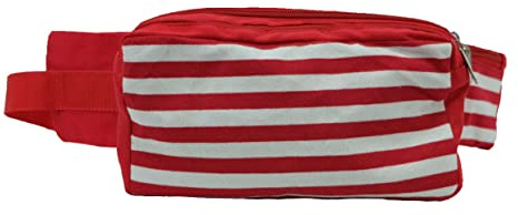 Ringel Bauchtasche Gestreift Rot Weiß, Verstellbarer Gurt bis 118cm