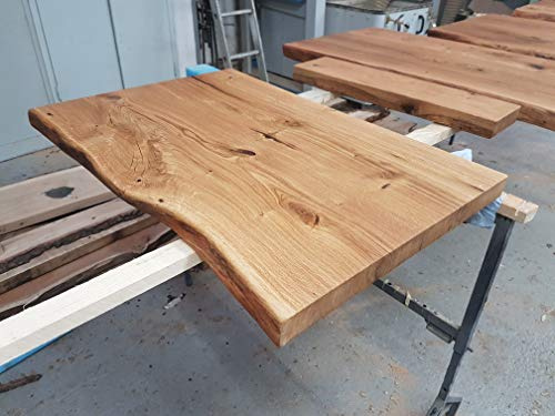 Waschtisch Eiche massiv Baumkante geölt Waschtischkonsole Holz (80 x 40 cm)