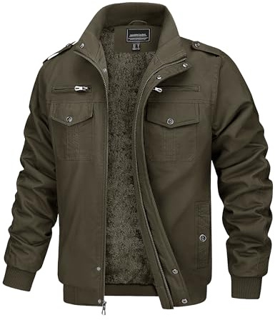 MAGCOMSEN Chaqueta de invierno para hombre, chaqueta de entretiempo con forro cálido, parka de invierno con bolsillos en el pecho, chaqueta cargo