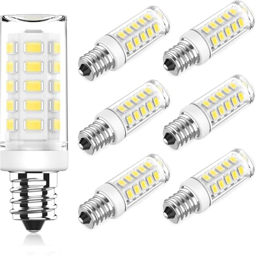 KLG E12 LED Bulb, Mini Candelabra Base, 4W (40W Equivalent), 5000K Daylight White Non-Dimmable, T3/T4 Small Bulb for Ceiling Fans and Chandeliers, 6 Pack