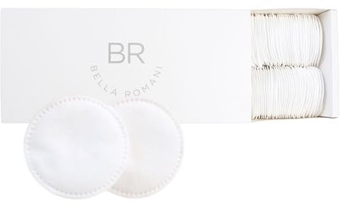 Bella Romani Cotton Round Make-up-Entferner-Pads, 200 Stück, organische Pads, fusselfrei, umweltfreundlich, kompostierbar, einzigartige dreilagige Schichten und ultraweich, Nagellackentferner (Weiß,