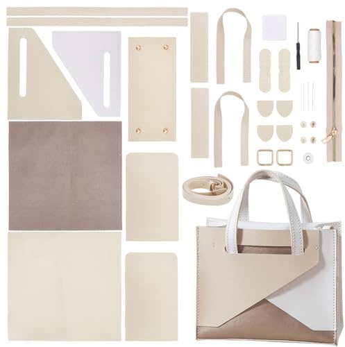 WADORN Kits de fabricación de bolsas de mano hechas a mano, kit de fabricación de bolsos de cuero de imitación, juego de costura personalizado de costura, bolsa de hombro, fabricación de todos los