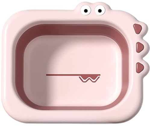 Zusammenklappbares Waschbecken zusammenklappbarer Baby Badewanne zusammenklappbares Waschen auf Schüssel tragbares Babyflaschenwaschbecken Süßes Cartoon Design Kleinkind Waschbadewäsche kleines Wasch