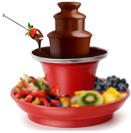 Mini Chocolate Fondue Fountain, 3-Tier Chocolate Fountain Machine, Electric Melting Machine with Removable Tray, Can Hold 200g Chocolate Sauce, Constant Temperature, Suitable for Parties