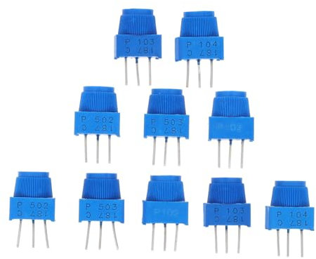 COSMEVIVI 10 Stück Trimmerpotentiometer Mit Drehknopf Einstellbare Widerstände 1k-100k Präzises Potentiometer Sortiment Für Leiterplatten Und Elektronik