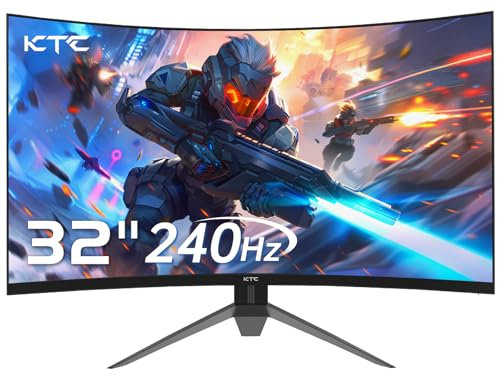 KTC 32'' Ecran PC Gamer Incurvé, 240Hz, 1ms, FHD 1920x1080, Freesync & G-Sync, HVA 1500R sans Cadre, 125% sRGB, écran de réduction de la lumière Bleue, VESA, DP1.4/HDMI 2.0 240Hz, USB2.0, H32S17F