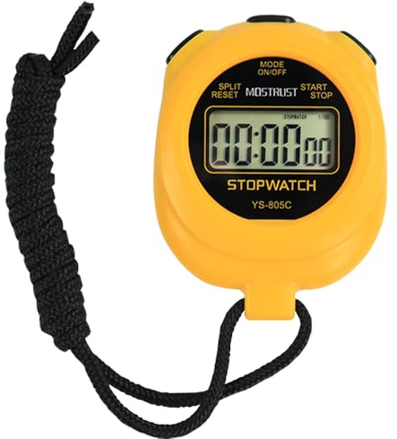 MOSTRUST Digital Simple Stopwatch Timer, Single Lap Countdown Timer with On/Off, AAA Battery (Included) for Kids Students Coaches, Yellow