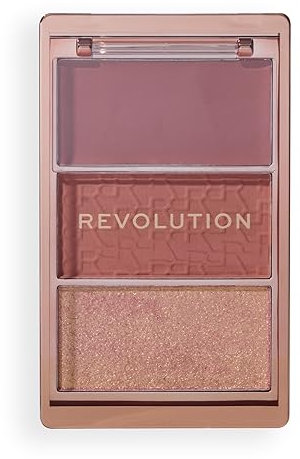 Revolution, Blush Icon Palette, Blush in Crema & Polvere Compatta, Alta Pigmentazione, Palette Viso, Vegano & Cruelty-Free, 3 Tonalità, Aura Points Rose