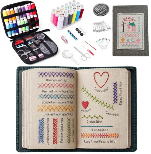 Embroidery Stitch Book Kit, 2026 New Embroidery Books, DIY Embroiderer Kit with Embroiderer Guide, Calm Stitch Embroidered Book Perfect for Craft Lovers (86 Stitches)