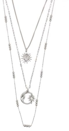 Elbella Hamburg Halskette Damen Triple Silber aus Edelstahl – 3-Reihig Wasserfest & Verstellbar (Ein Verschluss) – Schmuck Geschenk für Frauen & Freundin – Freigeist-Kollektion