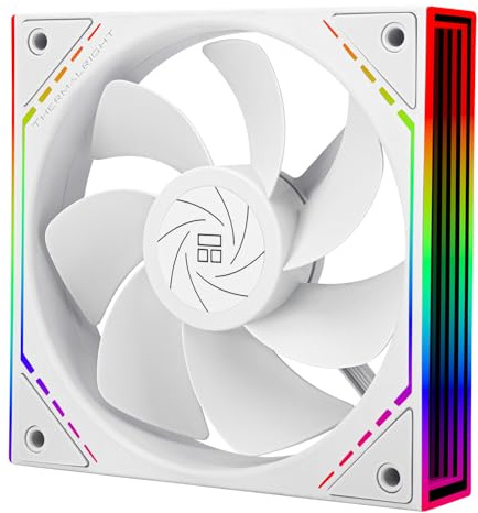 Thermalright TL-M12RW 120 mm ARGB CPU-fläkt, med 1 500 RPM-hastighet, vit datorchassifläkt, tyst 4-polig PWM-PC-fläkt, ARGB ljuseffekt med oändliga speglar på båda sidor