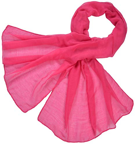 Miobo Loop sjal crinkle halsduk enfärgad 70 x 180 cm vår sommar höst öppen rosa, magenta öppen, 180 x 70 cm