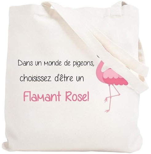 Angora Tote Bag Flamant Rose - Blanc